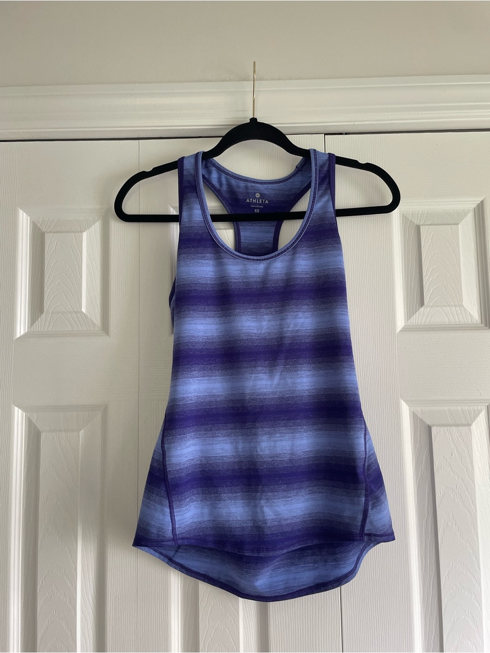 Athleta Blue and Purple Striped Racerback Tank